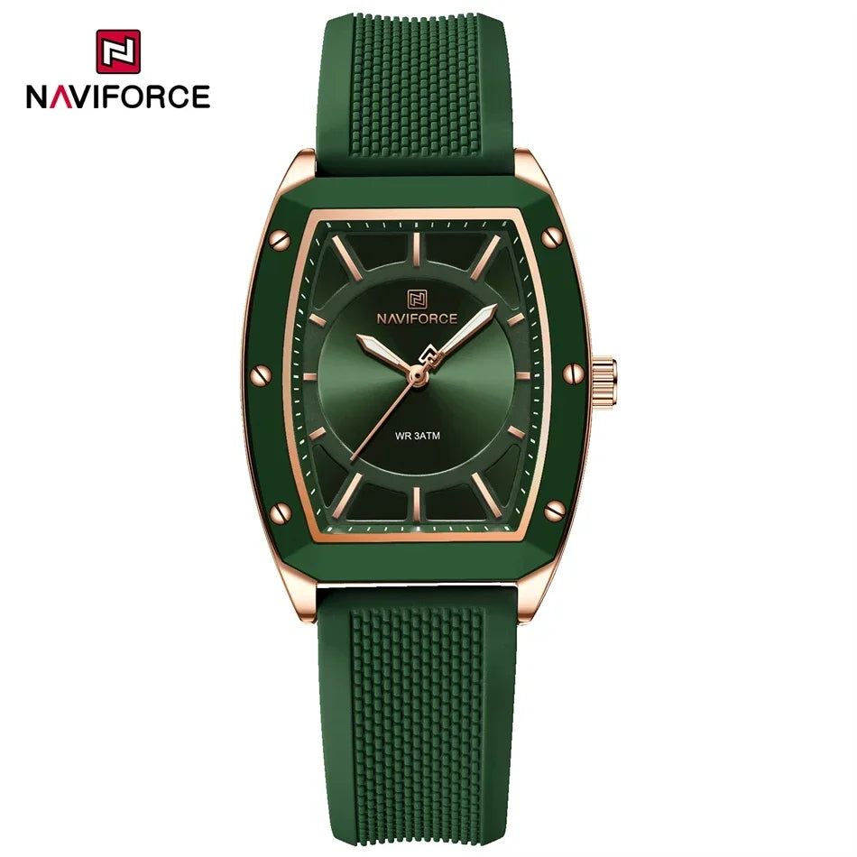 NAVIFORCE NF5049 Women Quartz Watches Silicone Strap Student Sports Watch Big Dial Simple Tonneau Waterproof Wristwatches