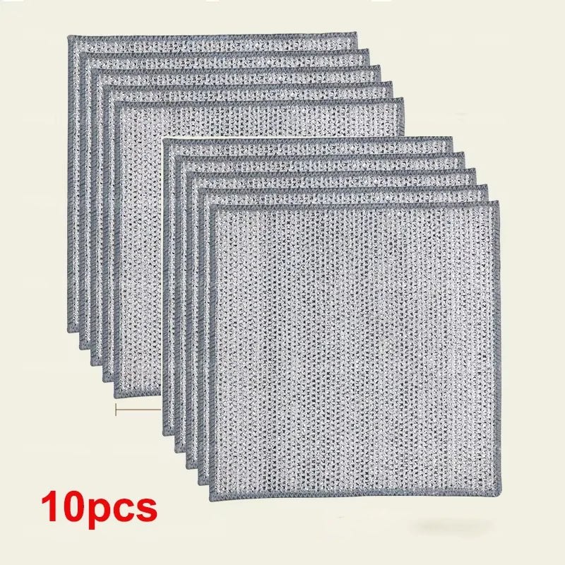 20/1pcs Magic Cleaning Cloth Thickened Double -sided Metal Steel Wire Rags Kitchen Dish Pot Washdishing Cloths Towel Clean Tools