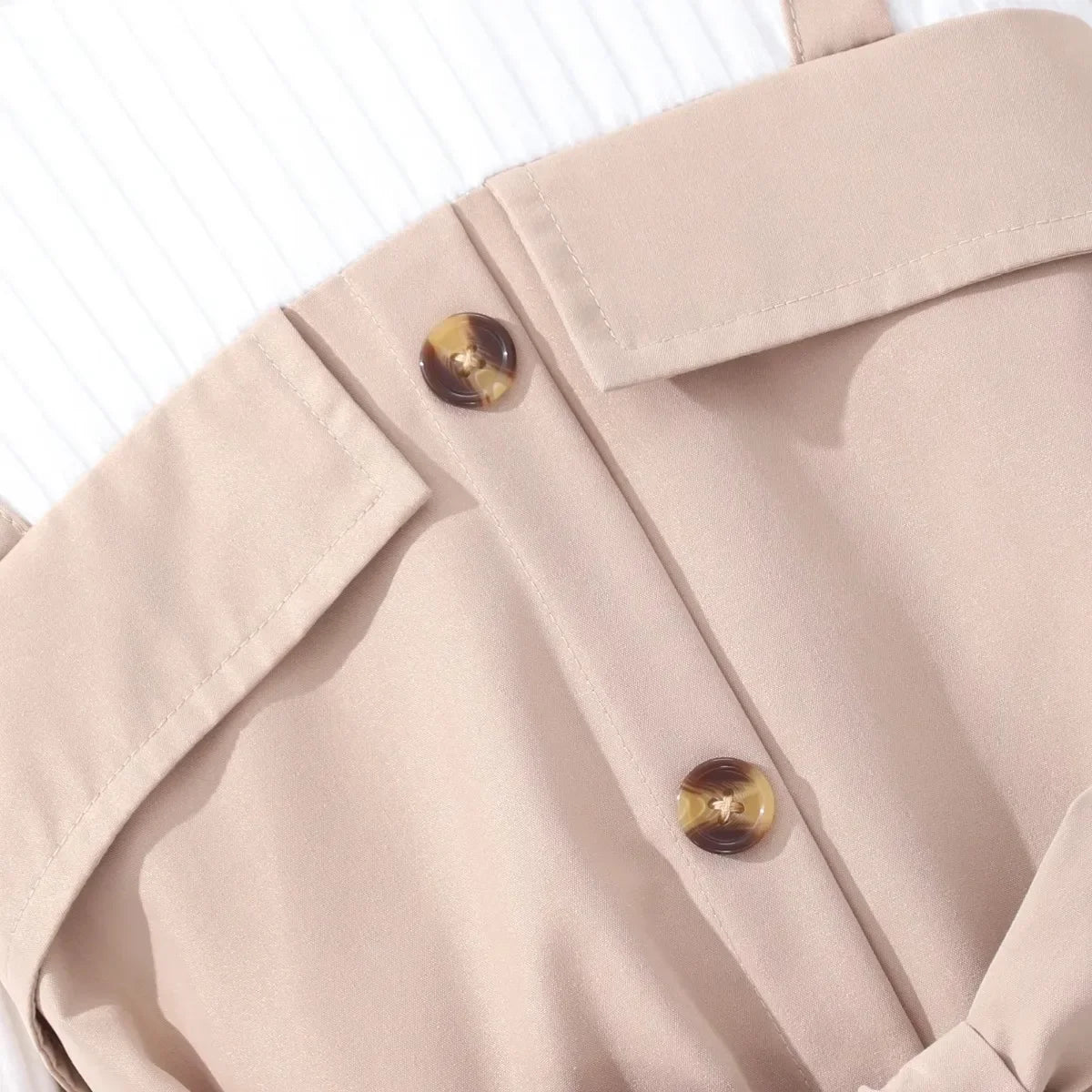 New Dress for Teens Girls 8-12Yrs Autumn Winter Belt Button Khaki Children Dress Soft Sweet Warm Vintage Teens Girls Clothing