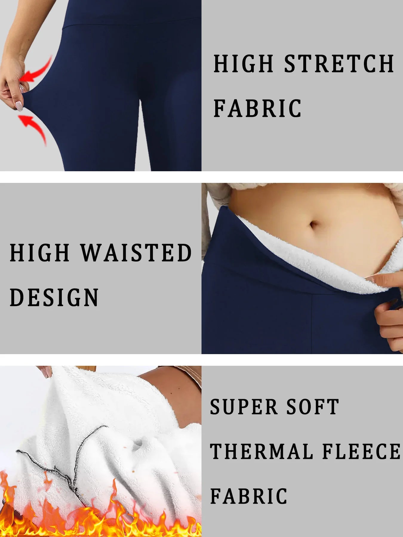 High Waisted Thermal Leggings for Women Fleece Lined - Thick Soft Fabric Tummy Control Winter Workout Running Yoga Warm Pants