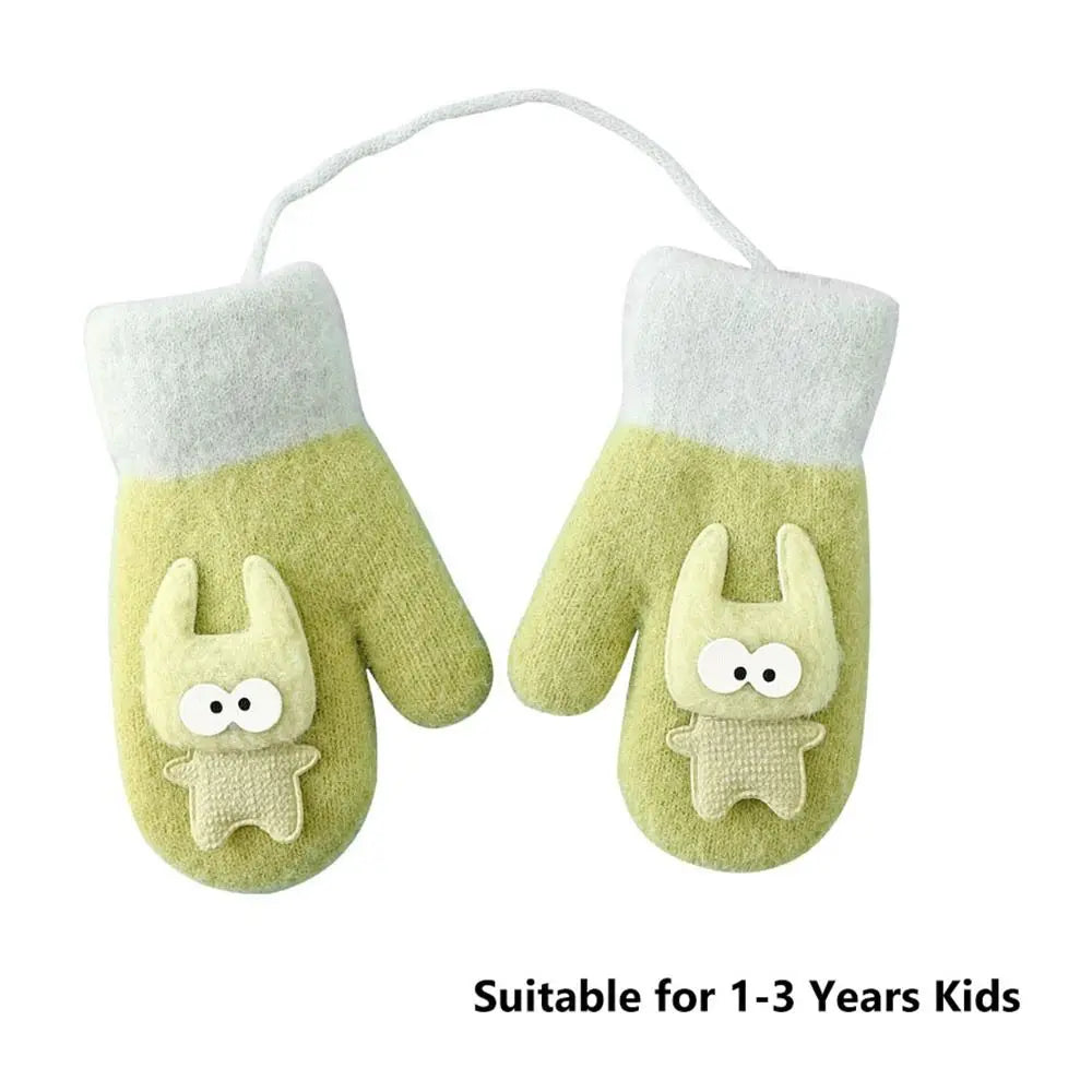 Fluffy Lining Toddler Baby Mittens Cute Soft 1-3Years Kids Baby Knitted Gloves Winter Warm Gloves for Girls Boys