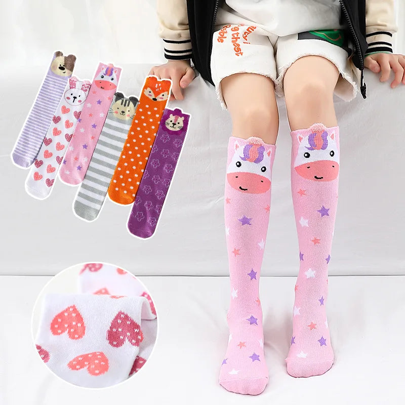 Calcetines para niñas de 3 a 12 años, calcetines hasta la rodilla de algodón, calcetines largos encantadores hasta la rodilla para niños, calcetines de baile para niños, calcetines para niñas y bebés