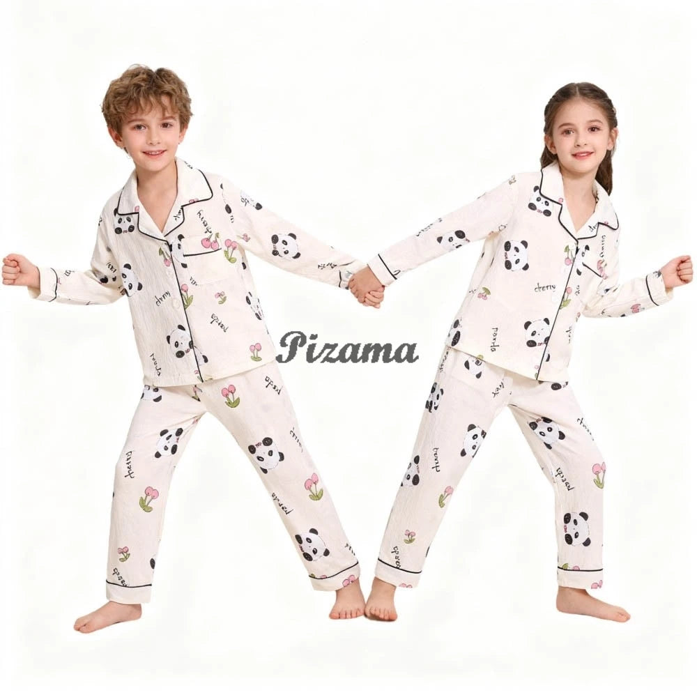 Spring Autumn Winter Teen Girls Pajamas Sets Children 2 Piece Full Sleeve Loungewear Kids Pyjamas Button Down Pijama Teen Niña