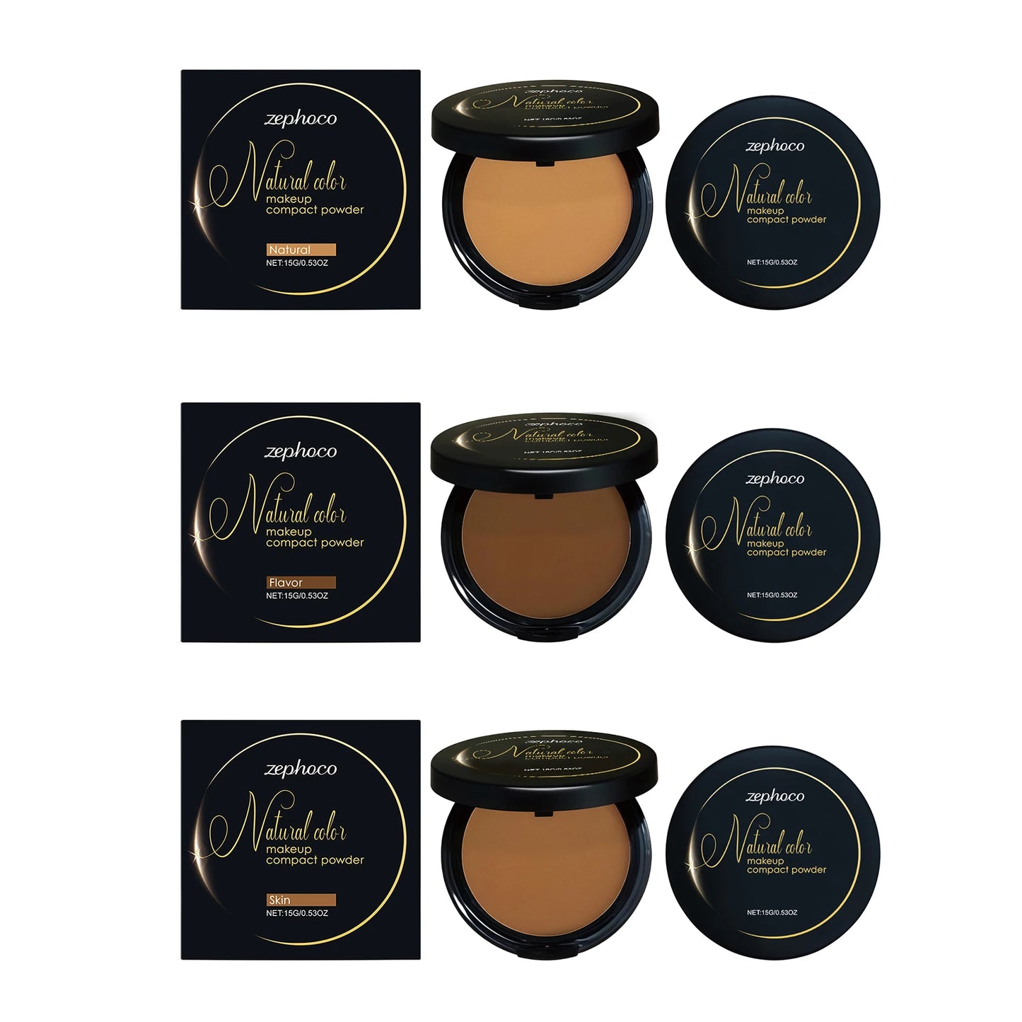 Oil Control Pressed Powder Matte Setting Long Lasting Three-Color Foundation Powder Dark Skin Natural Makeup Compact Powder