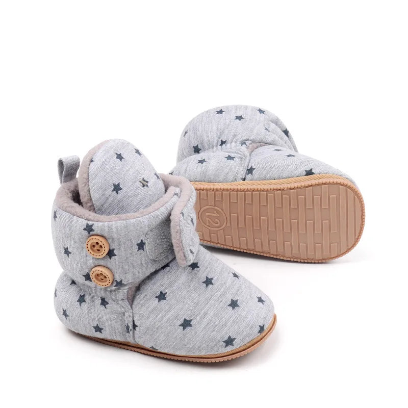 2024 Winter Baby Boots, Infant Girls Boys Warm Fashion Solid Shoes with Fuzzy Balls First Walkers Kid Shoes 0-18M High Quality