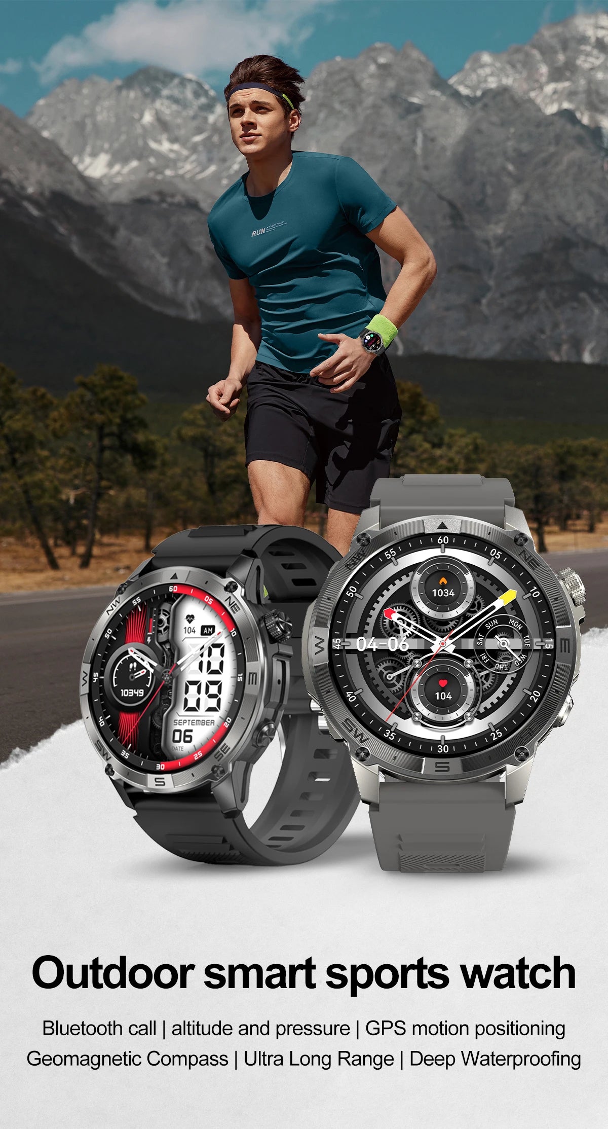 Smart Watch 2026 For Android IOS GPS Compass Sports Smart Watches For Man Women HD AMOLED Bluetooth Call Waterproof Smartwatch