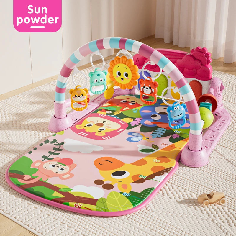 Baby Play Gym Mat with Musical Piano Newborn Activity Center Kick and Playmat with Hanging Toys Sensory Educational Gift