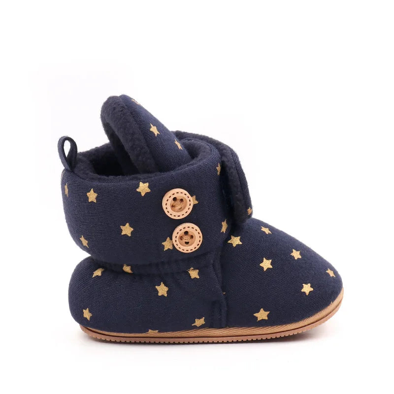 2024 Winter Baby Boots, Infant Girls Boys Warm Fashion Solid Shoes with Fuzzy Balls First Walkers Kid Shoes 0-18M High Quality