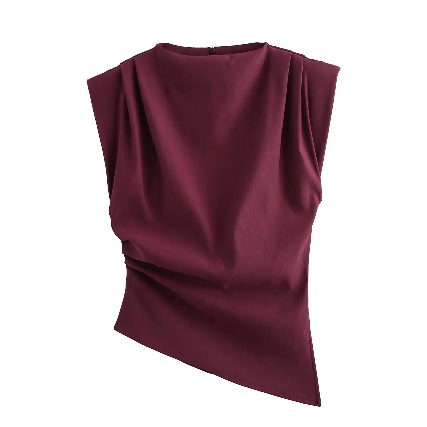 HH Woman's Summer Casual Asymmetrical Tops 3 Color Solid O-Neck Sleeveless Back Zipper Women New Fashion Slim Tops Mujer