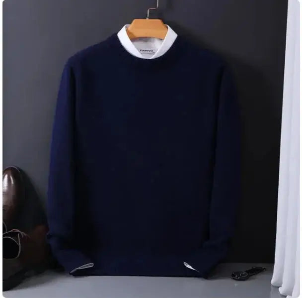 2025 Cashmere Sweater O-neck Pullovers Men's Loose Oversized M-3XL Knitted Bottom Shirt Autumn Winter New Korean Casual Men Top