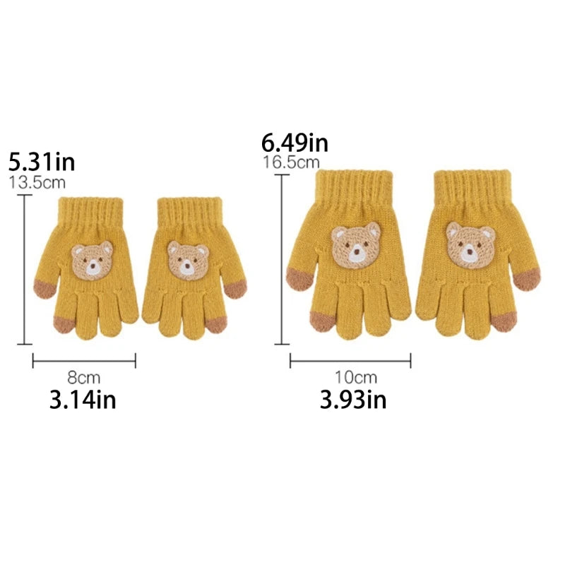 Winter Warm Knitted Gloves Cartoon Bear Mittens for Kids Baby Boy Girl Toddler Crochet Mitten Birthday Christmas Gifts