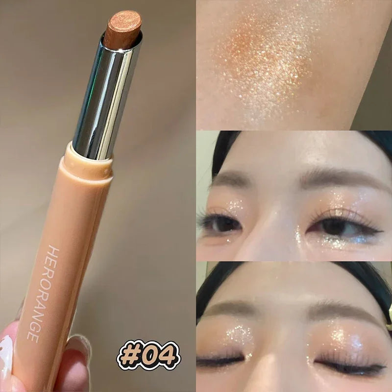 Punk Purple Metallic Eyeshadow Stick Waterproof Lasting Pearlescent Glitter Eye Shadow Highlight Eyeshadow Fine Shiny Eye Makeup