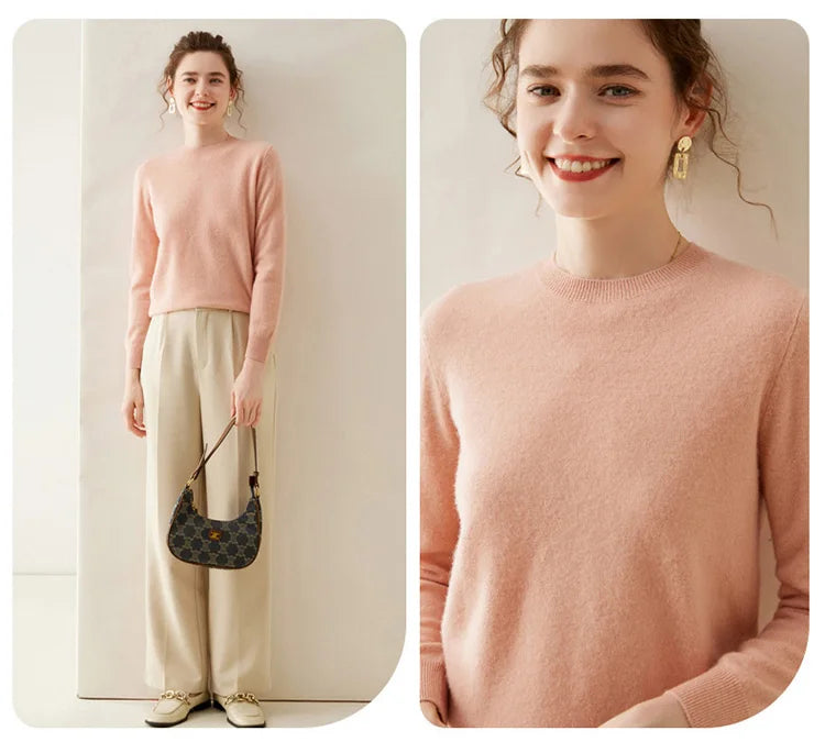 WinvyNee Cashmere Women Sweater Long Sleeve O neck Merino Wool Jumper Solid Knitwear Casual Pullover Tops Jumper Autumn A1054001