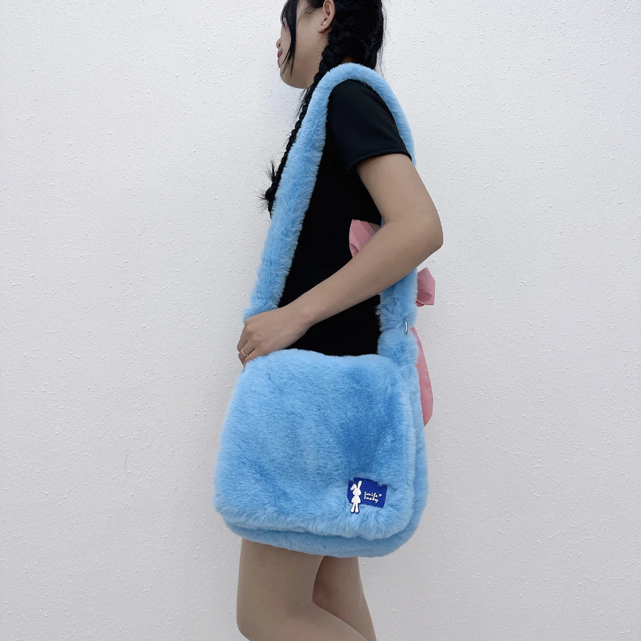 Ins Plush Women Messenger Bag Vintage Ladies Shoulder Crossbody Bags Large Capacity Students Girls Furry Tote Purse Handbags