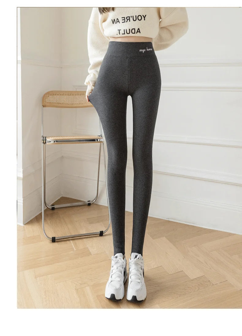 Winter Leggings For Women Thermal Underwear Solid Color Velvet Thicken Warm Pants High Waist Leggings Stretchy Leggings Trousers