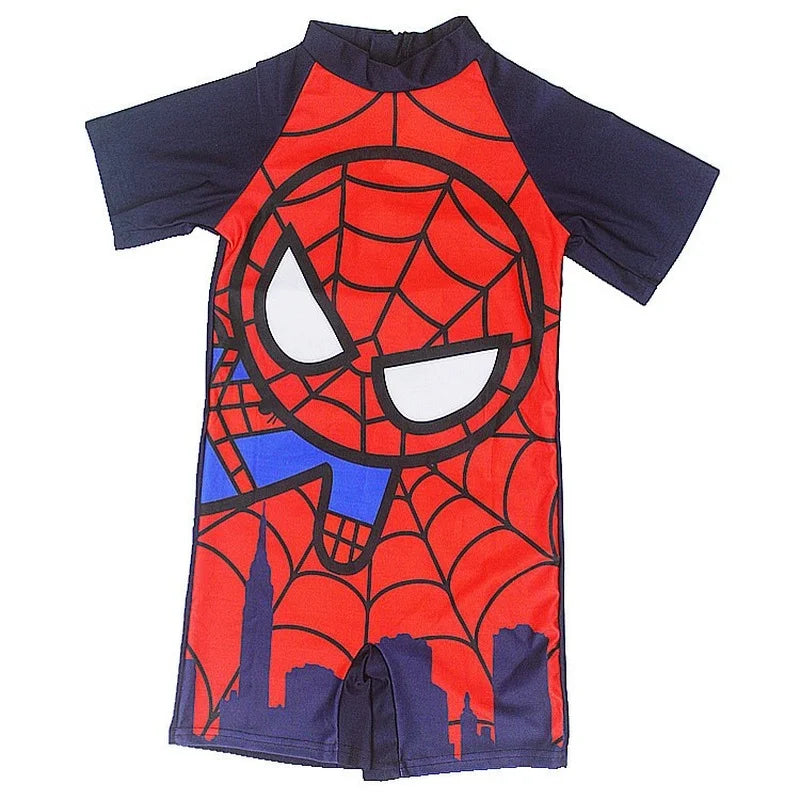 Disney Spider Cartoon Children's Swimsuit Set Iron Man 3-12 Years Old Boy One-Piece Swimsuit Quick-drying Children's Wear