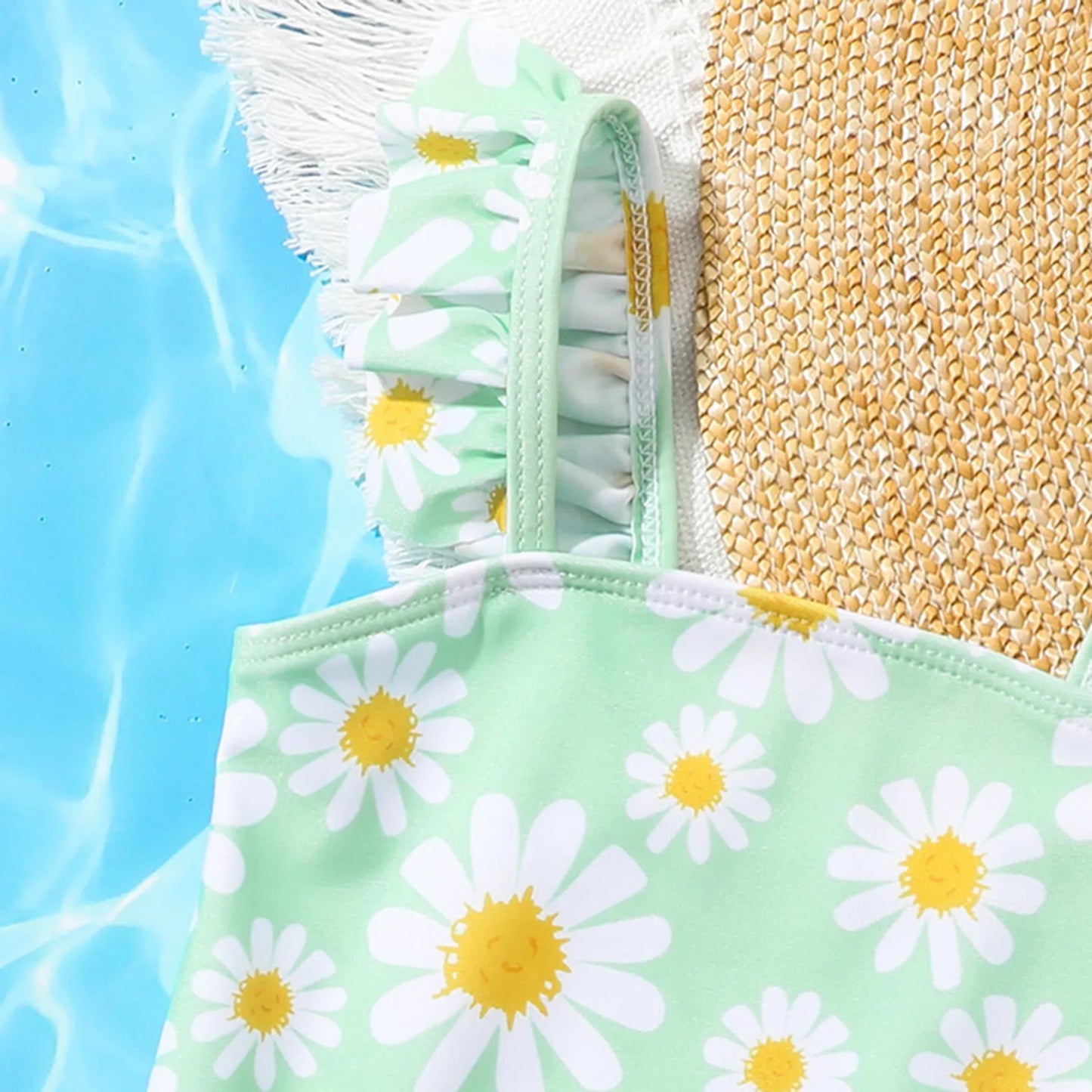 2024 Summer New Toddler Newborn Baby Girls Sunflower Printing One Piece Swimsuit Swimwear Bikini Beachwear Bathing Suit 1-5T