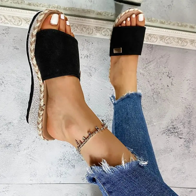 Womens High Heel Sandals Ladies Thick Bottom Casual Slippers Summer New Wedges Sandals Female Shoes Women Platform Mules Slipper