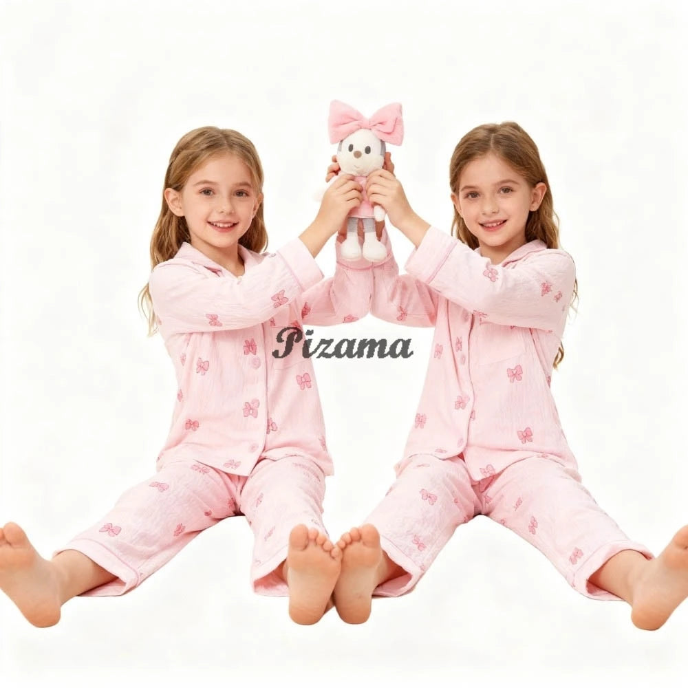 Spring Autumn Winter Teen Girls Pajamas Sets Children 2 Piece Full Sleeve Loungewear Kids Pyjamas Button Down Pijama Teen Niña