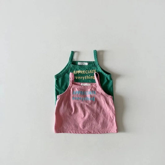 Baby Summer Sleeveless T Shirts Infant Girl Fashion Letter Print Sling Vest Toddler Boy Cotton T Shirt Kids Tee Tops