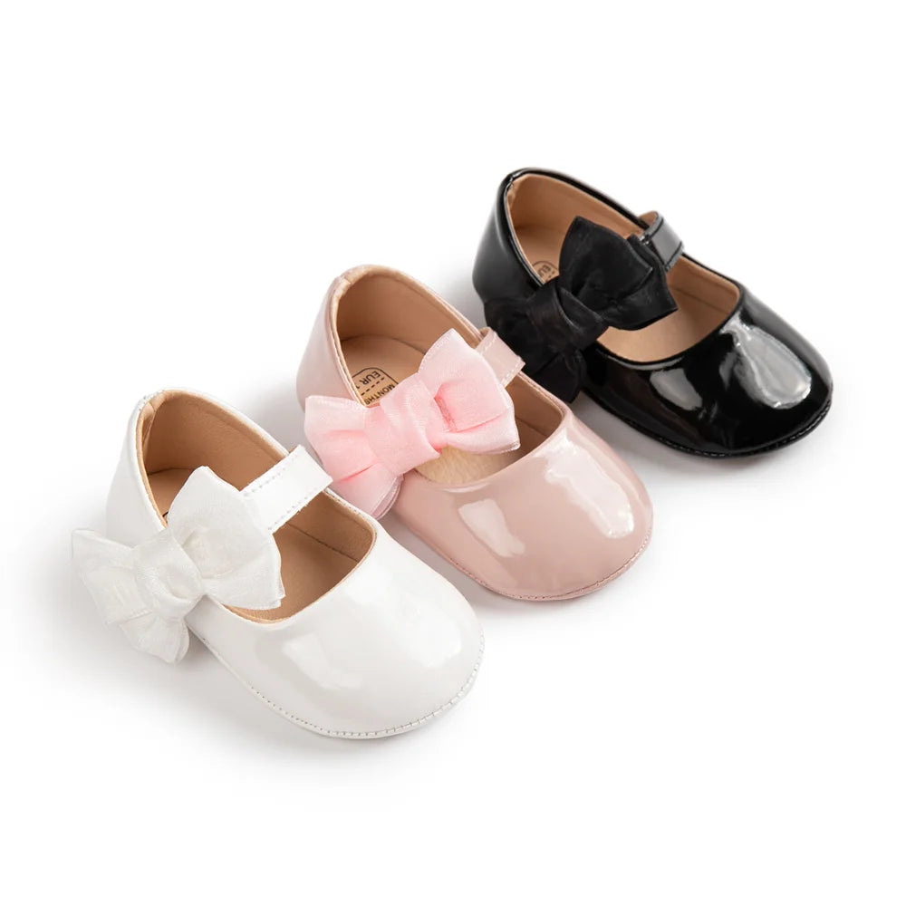 Spring Summer Newborn Baby Girl Shoes Bowknot Rubber Sole Anti-Slip First Walker Toddler Performance Dance Baby Shoes for Girl