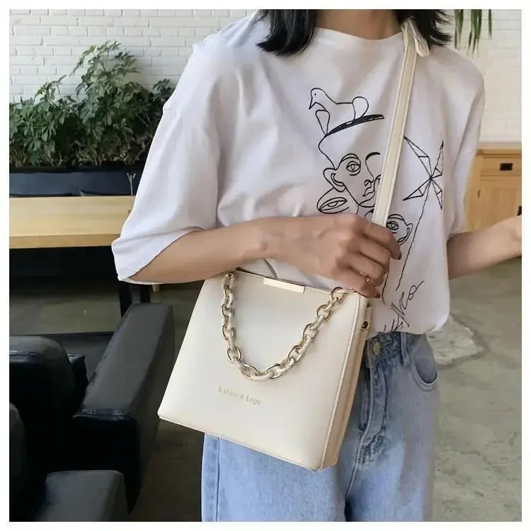 Women's Leather Fashion Senior Small Fresh Chain Bucket Bag Shoulder Crossbody Handbag Tote Bags for Women Bolsos Para Mujer
