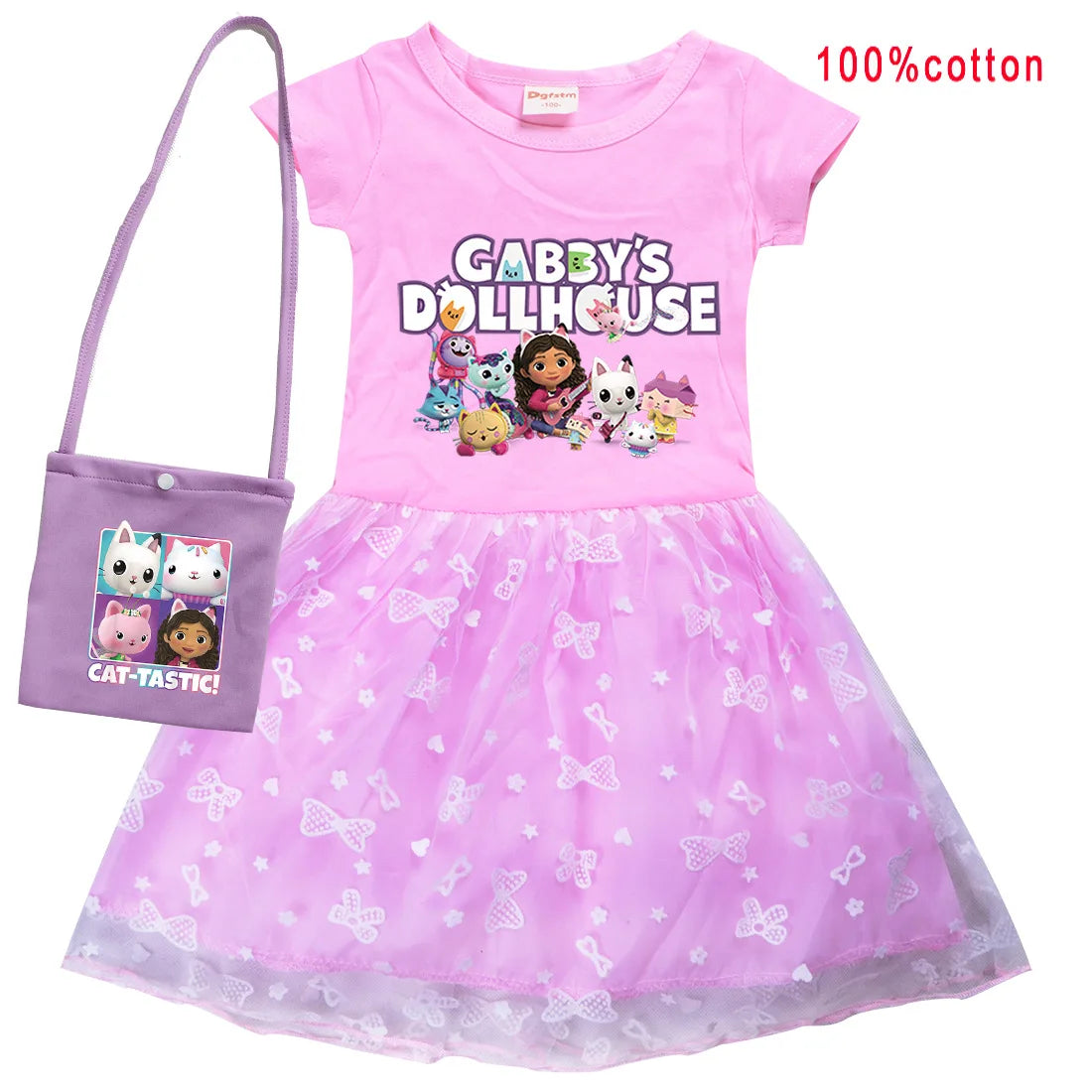 Gabbys Dollhouse Girl Cat Tastic Cosplay Costumes Girls Dresses Bag Kawaii Kids Princess Dress Birthday party Costume with bag