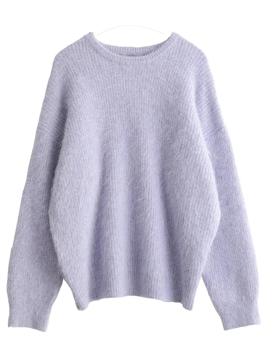 CHIC VEN Women Sweater Long Sleeve Pullover Solid Loose O Neck Soft Alpaca Female Tops Woman Knitwear Jumpers Spring Autumn 2024