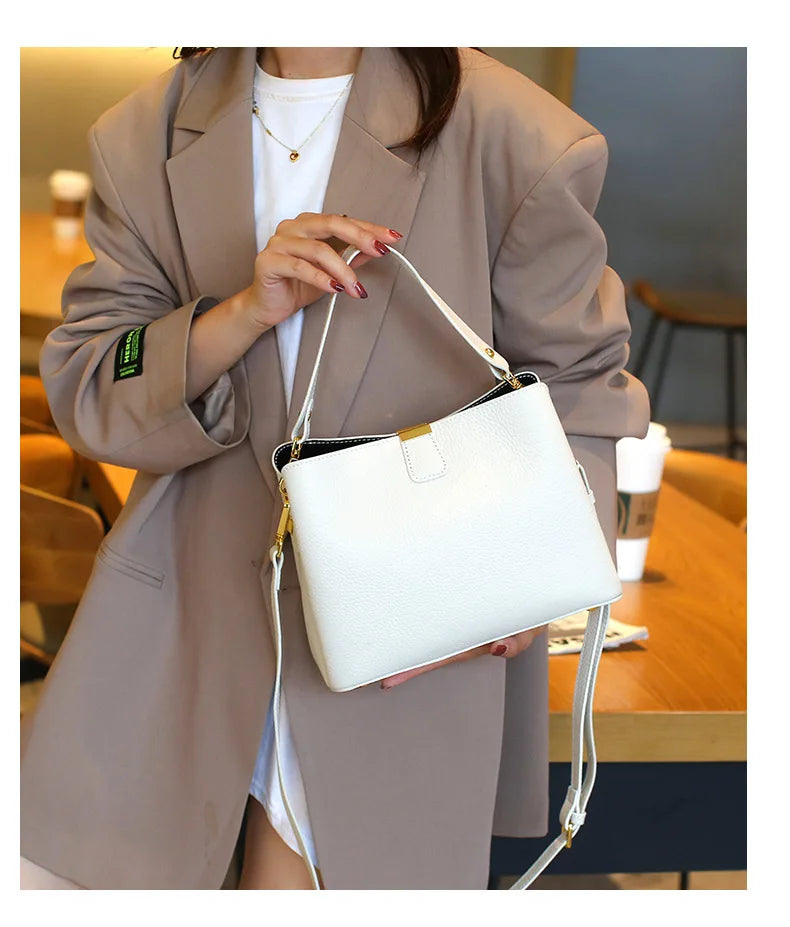 Retro bucket bag women's fashionable handbag large capacity new single shoulder crossbody bag Soft Leather multi-color wallet
