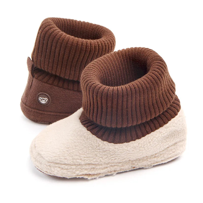 2024 Winter Baby Boots, Infant Girls Boys Warm Fashion Solid Shoes with Fuzzy Balls First Walkers Kid Shoes 0-18M High Quality