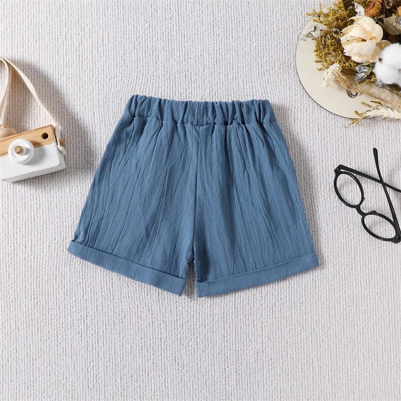 Toddler Baby Boy Girl Shorts Solid Color Elastic Waist Jogger Shorts Pants Newborn Infant Summer Casual Bottoms