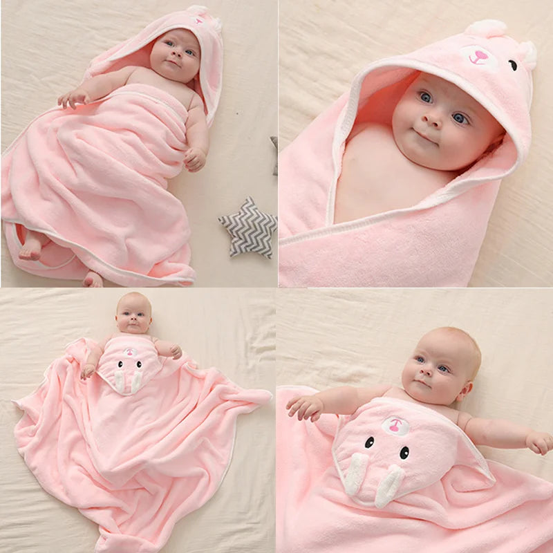 Toddler Baby Hooded Towels Newborn Kids Bathrobe Super Soft Bath Towel Blanket Warm Sleeping Swaddle Wrap for Infant Boys Girls