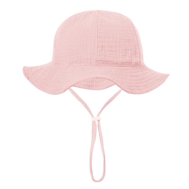 Muslin Baby Hat Solid Color Soft Cotton Bucket Hats for Girls Boys Spring Summer Infant Fisherman Cap Newborn Accessories 0-12 M