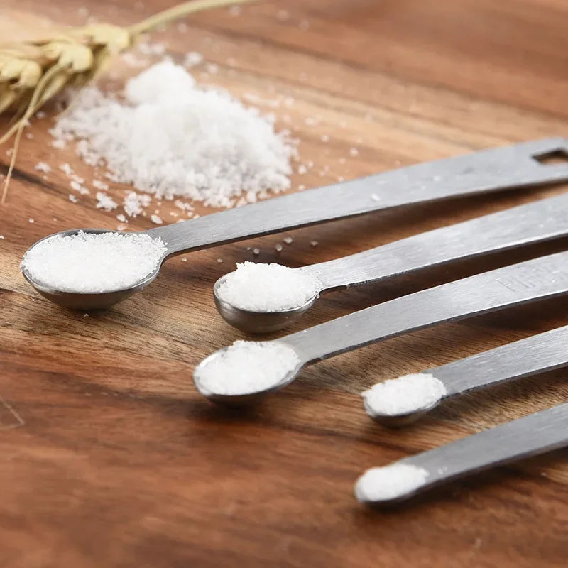 5Pcs/set Mini Measuring Spoon Set Stainless Steel Seasoning Dry And Liquid Ingredients Kitchen Mearure Tools Home Supplies