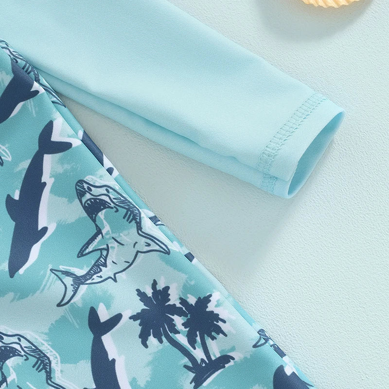 Traje de baño de manga larga para bebés y niños pequeños con cremallera y cremallera para playa