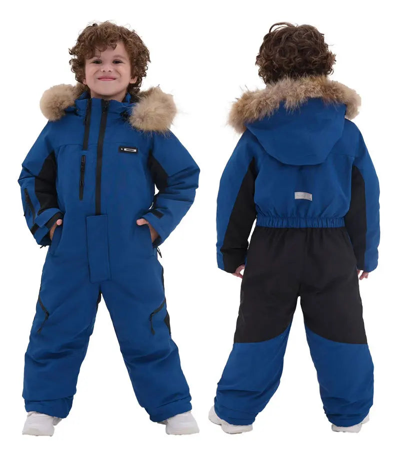 Winter Children Ski Suit Windproof Warm Jumpsuit Boys Thicken Fleece Jacket coat Children Clothing onesie