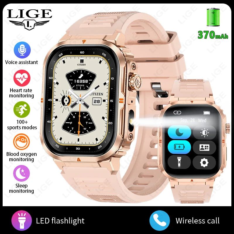LIGE New Smart Watch For Men Women 2.01" HD Display Health Monitor Sport Fitness Watches AI Voice Bluetooth Call Smartwatch Men
