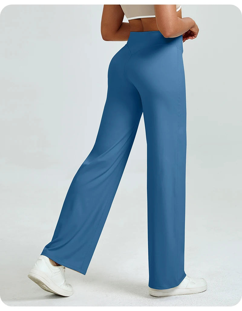 High Waisted Straight Leg Yoga Pants for Women, Naked Feeling Butt Lifting Loose Fit Workout Trousers, Slimming Gym Pants