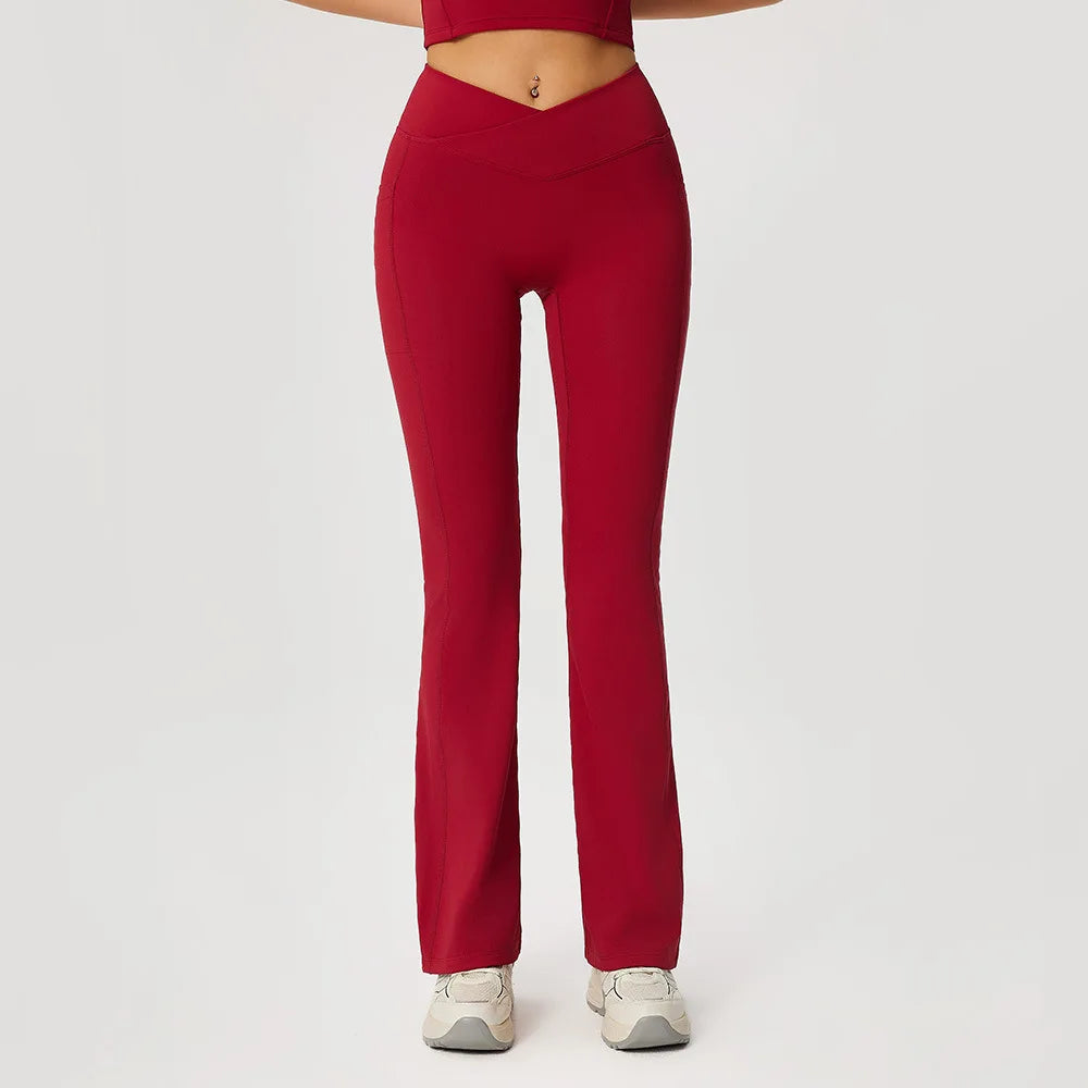 Gym Leggings Women Bell-bottoms Yoga Pants High Waist Booty Lifting Leggings Pants Women Sports Clothing Fitness Wide-leg pants