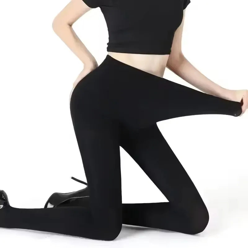 Women Winter Leggings Warm Leggins High Waist Solid Color Velvet Women Thickened Velvet Leggings Stretchy Black Leggings