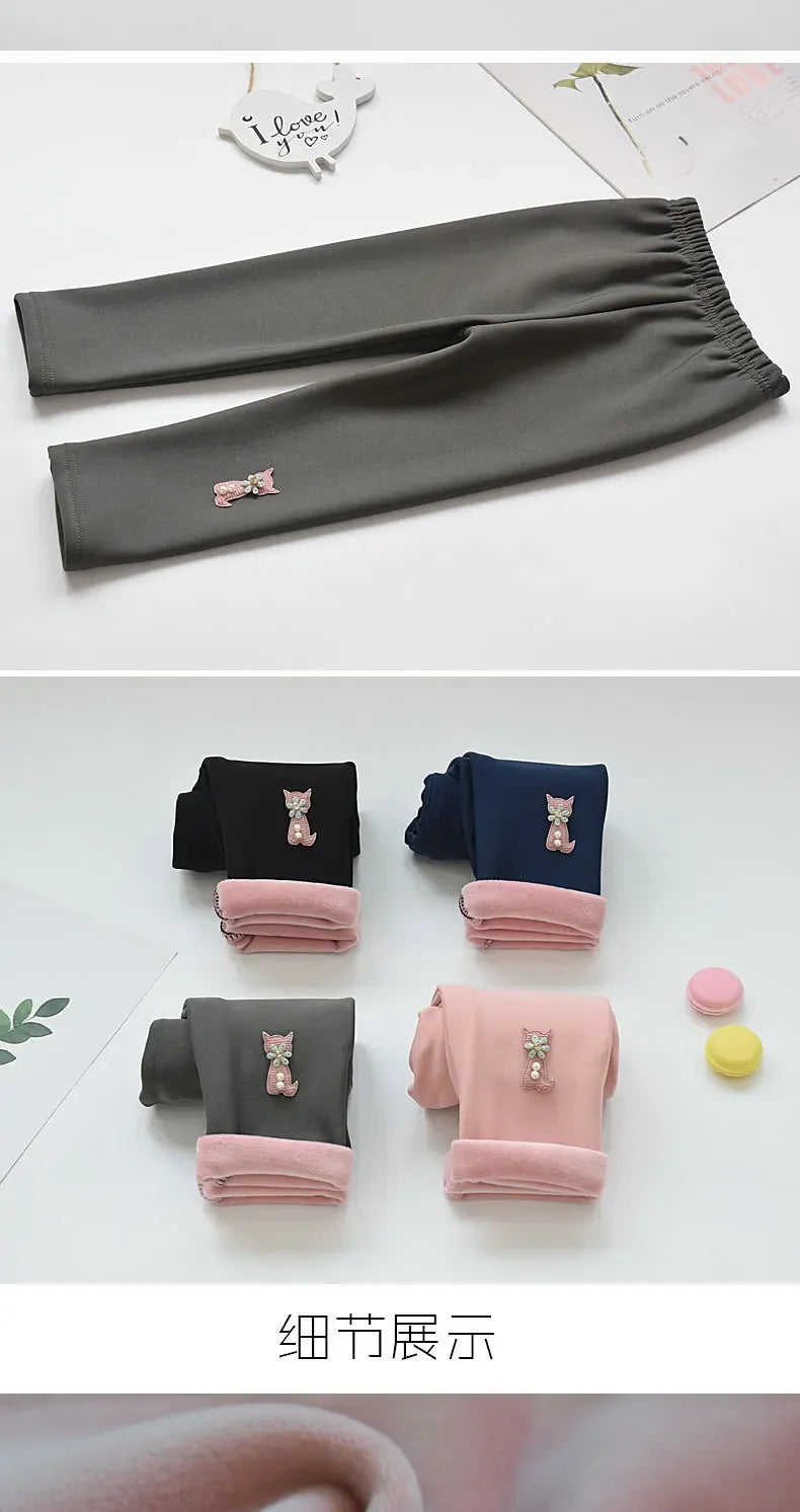 Kids Fleece-Lined Leggings - Thick Warm Pants for Girls, Winter Thermal Tights & Children's Bottoms Girls Leggings