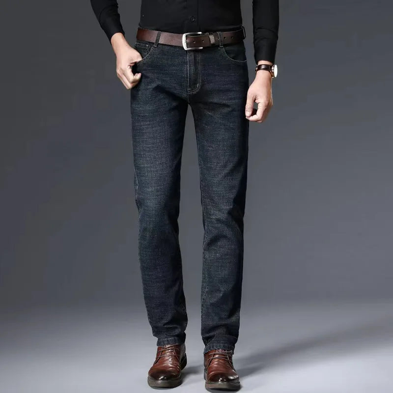 2026 NEW Men Men's Fashion Business Jeans Classic Style Casual Stretch Slim Jean Pants Male Brand Denim Trousers Black Blue Me