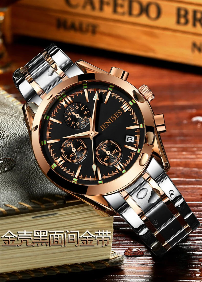 New Original Fashion Watch Waterproof Steel strap Wristwatch Business Men's Multifunctional Quartz Watch for men reloj hombre