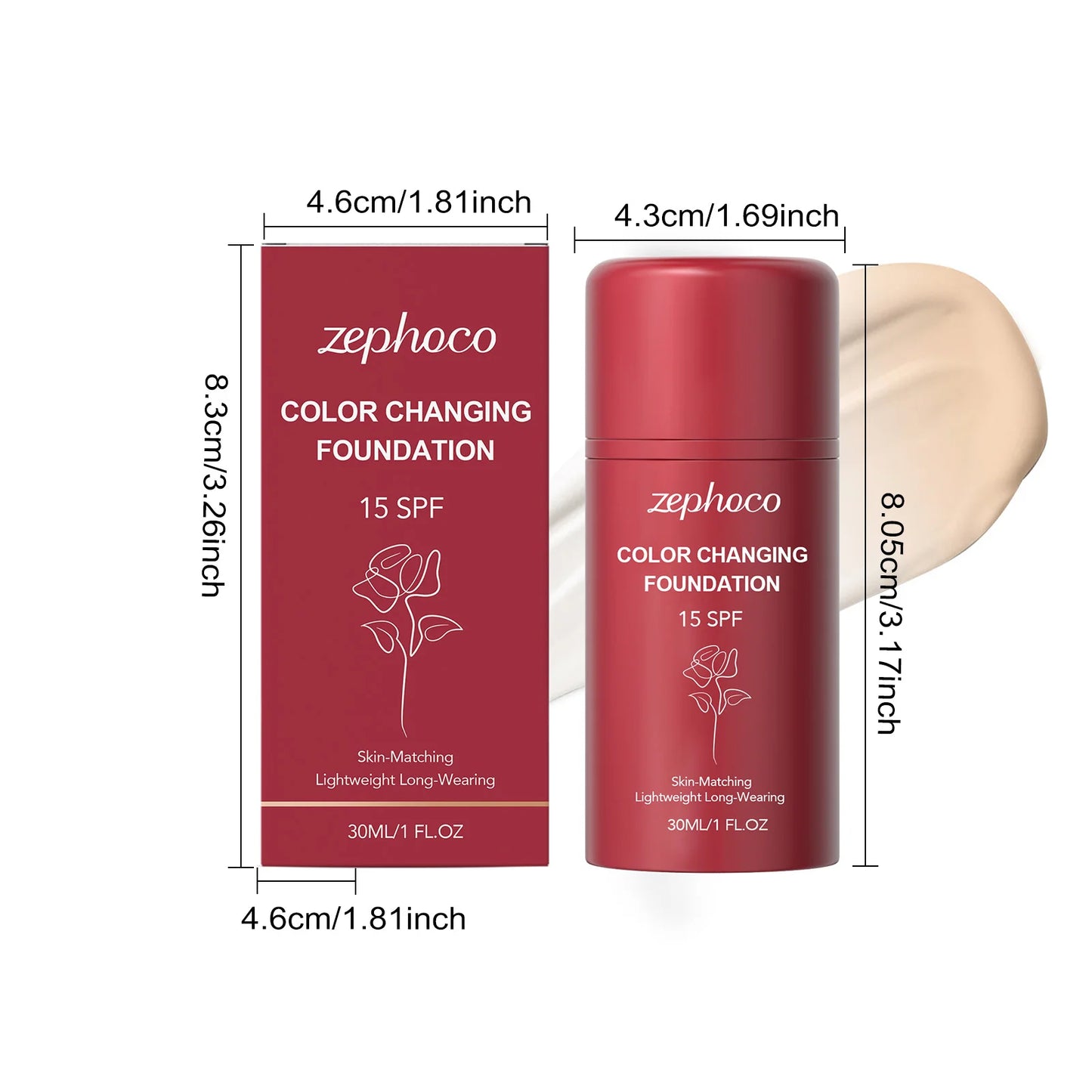 Temperature-Changing Protective Foundation, Hydrating & Sheer, Lightweight & Flawless, Portable for Daily Natural Base Makeup