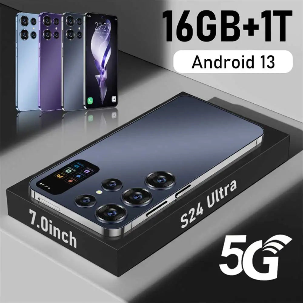 S24 Ultra Original Smartphone 7.0 inch Face Recognition Cellphones 16GB+1TB 5G Dual SIM Android Mobile Phones 7000mAh Cell Phone