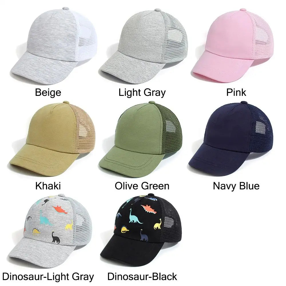 Sombrero de béisbol con estampado de dinosaurio para niños, sombrero para el sol, ajustable, de 0 a 5 años, de secado rápido, para niños y niñas