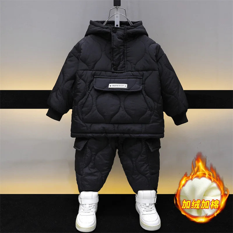 2022 Winter Girls Boys Clothing Sets 2-10 Years Children Warm Thick Jackets Pants Suit Boy Coats Trousers Kids Tracksuit Outfit