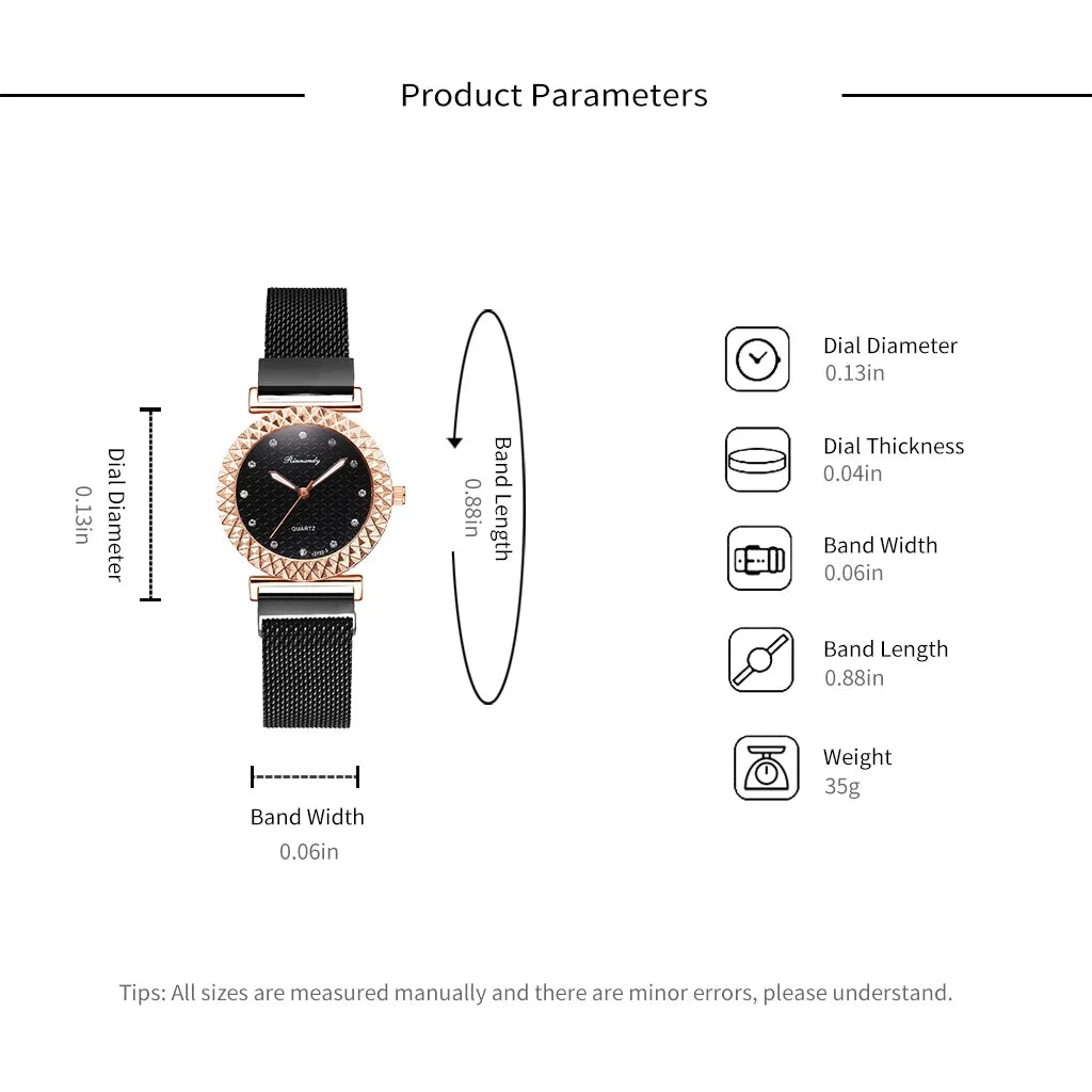 Luxury 5pcs Set Bracelet Watch Women Elegant Magnet Diamond Ladies Quartz Wrist Watch Dress Pink Clock Reloj Mujer Dropshipping