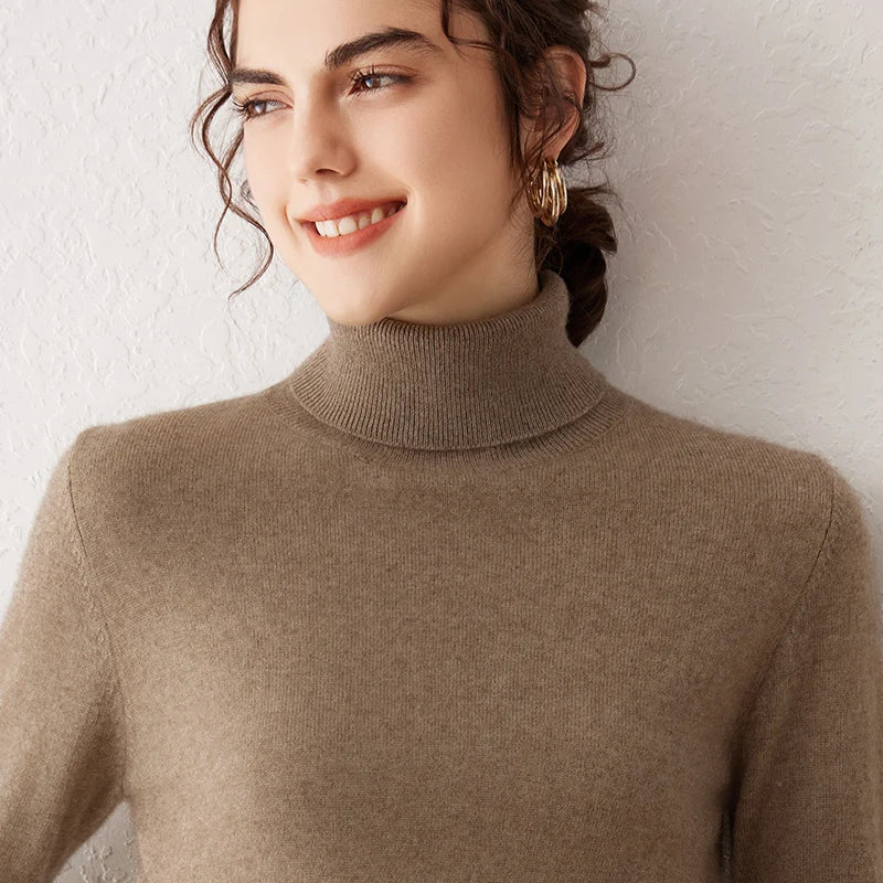 Ladies Sweater Cashmere Sweater Women Wool Turtleneck Knitwears 100% Cashmere Tops Long Sleeve Pullovers Jumpers Female Clothing