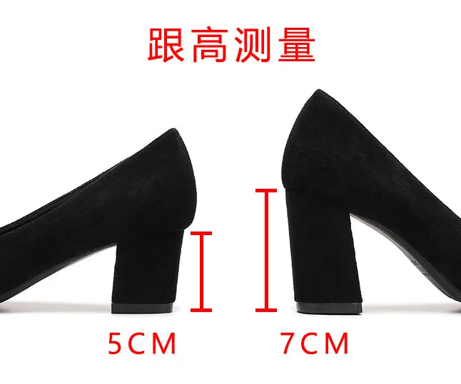 Size 30-44 Chunky Heel Hollow Point Toe High Heels Women Shoes Solid Color Ankle Strap Rhinestone Black Heels
